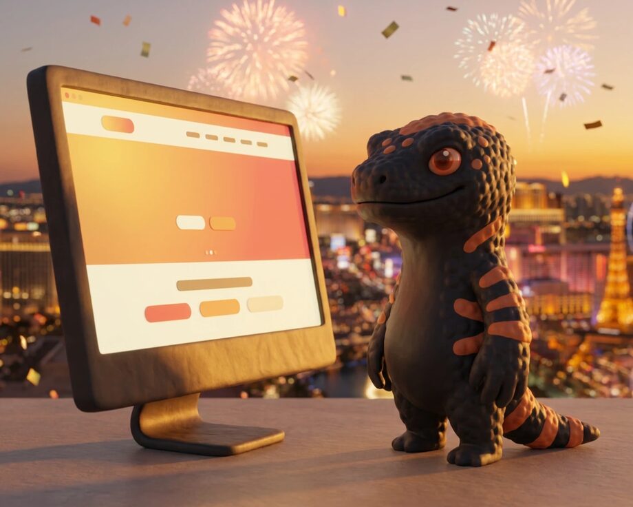 Monty celebrating on a Vegas rooftop: your website just went live